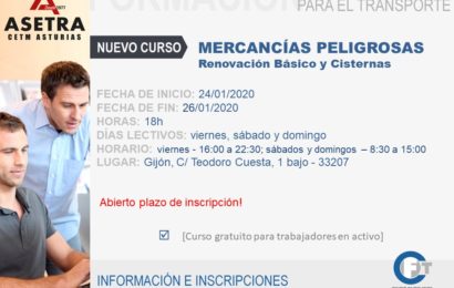 Próximo curso de Renovación de Mercancías Peligrosas Básico más Cisternas