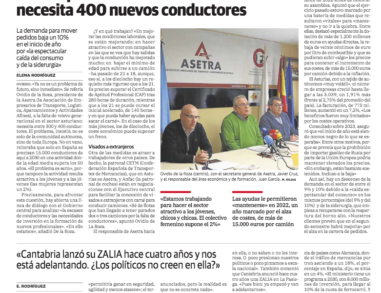 El transporte de mercancías en Asturias necesita 400 conductores