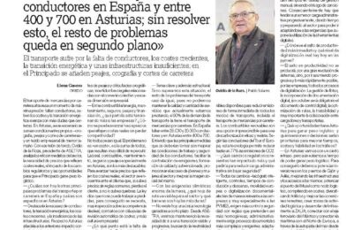 Ovidio de la Roza en La Nueva España «Faltan entre 25.000 y 30.000 conductores en España y entre 400 y 700 en Asturias»