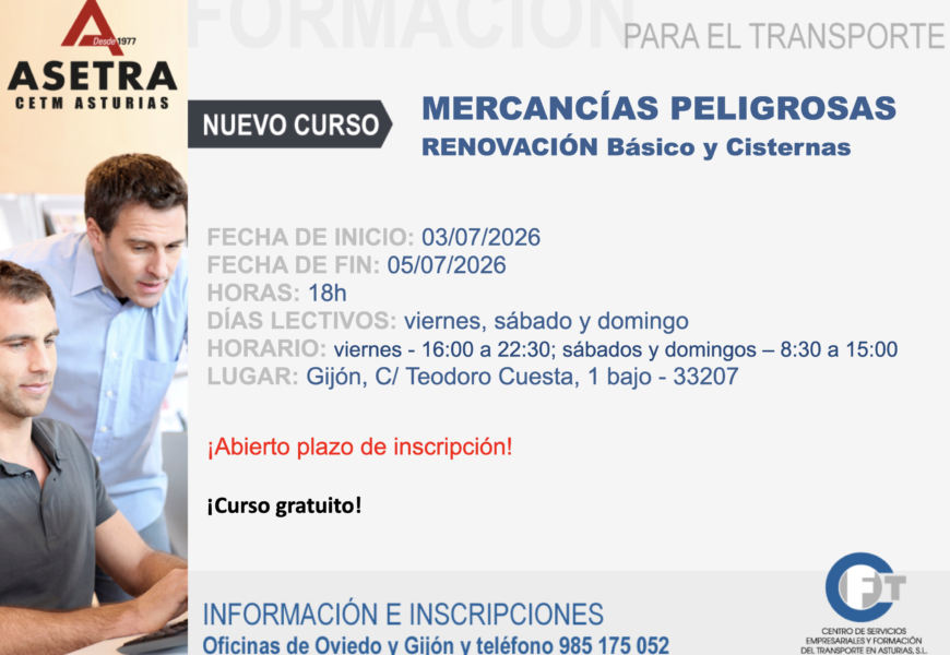 CURSO: MERCANCÍAS PELIGROSAS RENOVACIÓN Básico y Cisternas CURSO: MERCANCÍAS PELIGROSAS RENOVACIÓN Básico y Cisternas