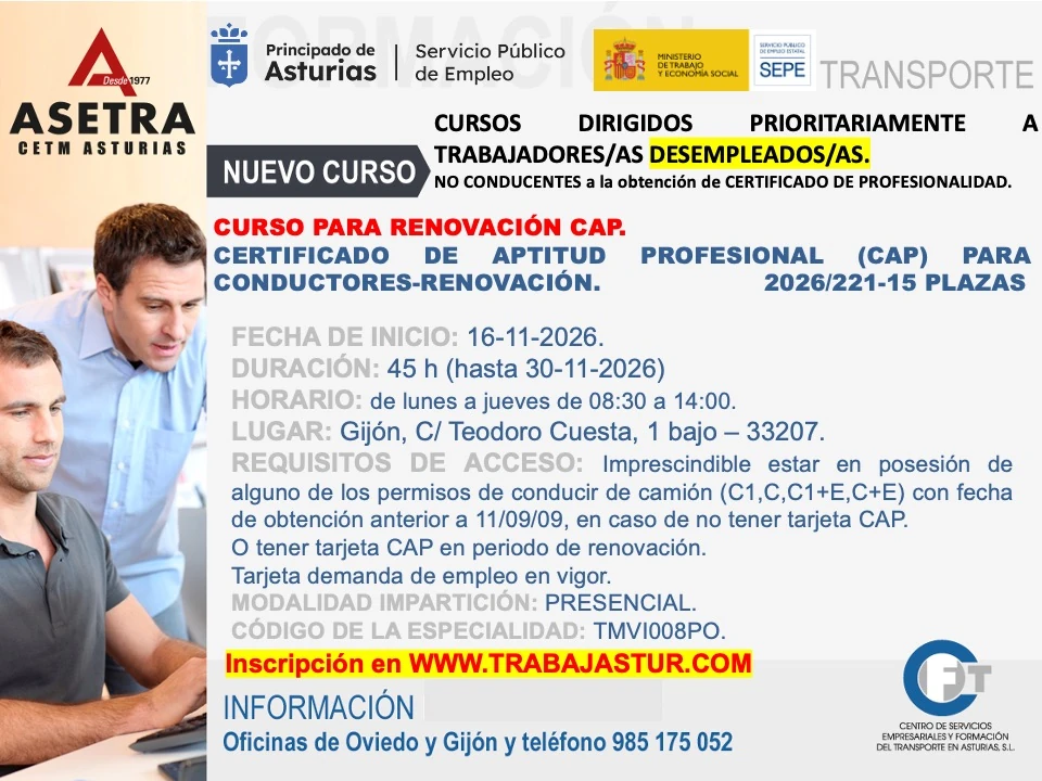 curso CAP para desempleados en Gijón